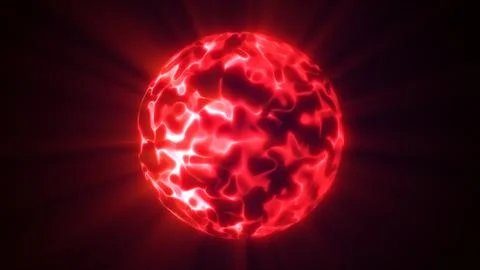 Intense red glowing plasma sphere with fiery energy patterns Stock Illustration