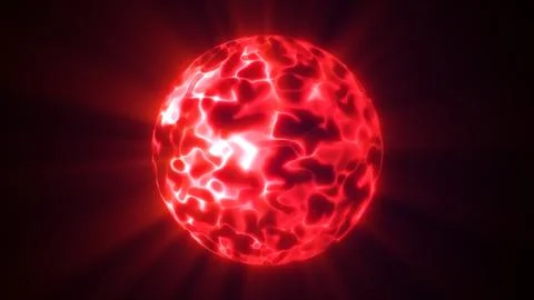 Intense red glowing plasma sphere with fiery energy patterns イラスト素材
