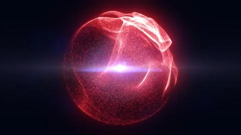 Intense red glowing sphere with molten plasma texture and bright central fl.. Stock Illustration