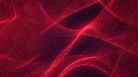 Intense red glowing waves forming smooth flowing digital lines across a dar.. Stock Illustration