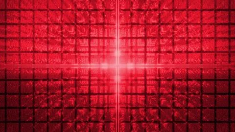 An intense red hi tech background with a powerful moving wall of boxes creating Illustrazione stock