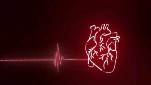 Intense Red Pumping Heart and Urgent EKG Pulse Animation Stock Footage 320591026