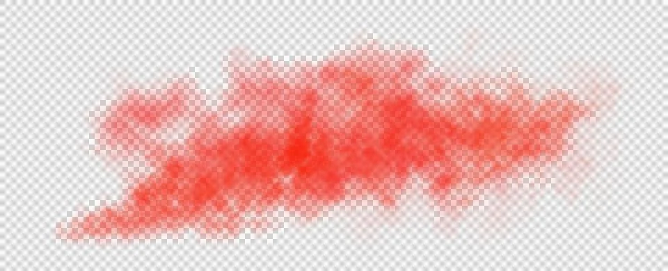 Intense red smoke cloud trail on transparent background with realistic puff Stock Illustration