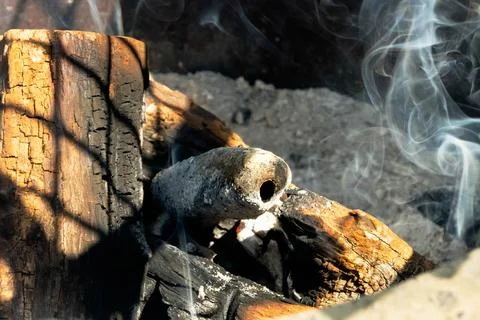 Intense smoke from a fire pit Stock Photos