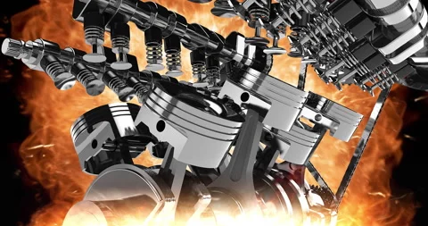 Intense Speedometer Detonation Leading to Close-Up V8 Engine Operation. Stock Footage 318971332