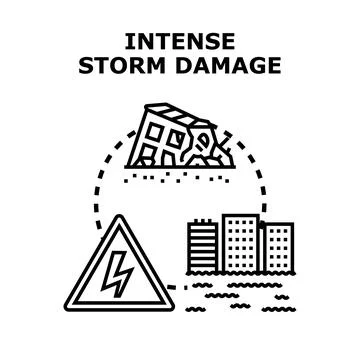 Intense storm damage causing disaster and environmental risk Stock Illustration