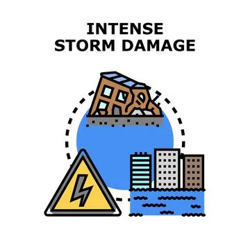 Intense storm damage causing disaster and environmental risk Stock Illustration