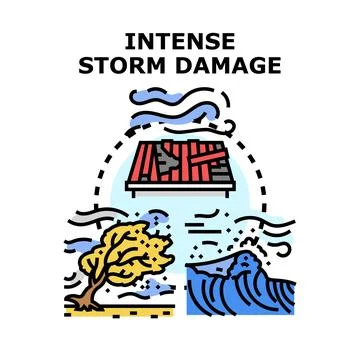 Intense storm damage vector concept illustration Stock Illustration