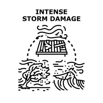 Intense storm damage vector concept illustration Stock Illustration