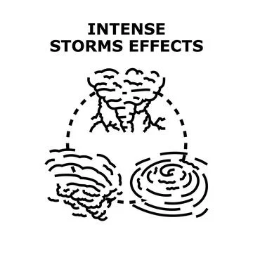 Intense storms effects, natural disaster climate change concept Illustrazione stock