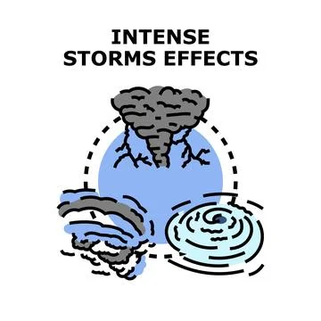 Intense storms effects, natural disaster climate change concept Stock Illustration