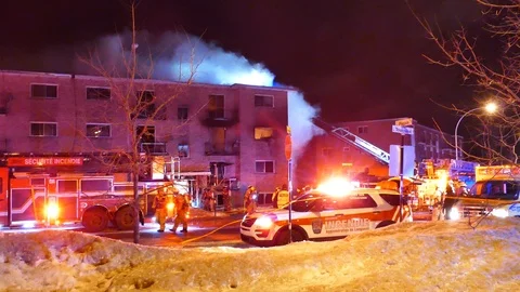 Intense structure fire Stock Footage 104298553