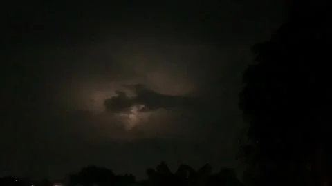Intense thunderstorm with lightning in the clouds in Night sky. Natural 스톡 동영상 337505646