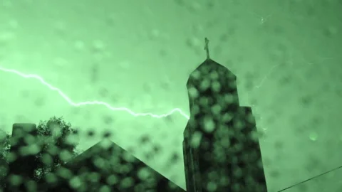 Intense thunderstorm, lightning at night Stock Footage 230022710