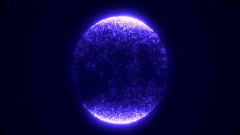 Intense violet luminous globe formed by thousands of glowing digital particle Stock Illustration