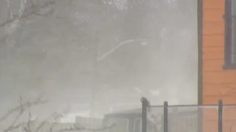 Intense waves rolling in and breaking during storm with hurricane force winds Stock Footage 37274724