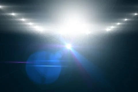 Intense white spotlight is casting lens flare and starburst in digital lighting Stock Illustration