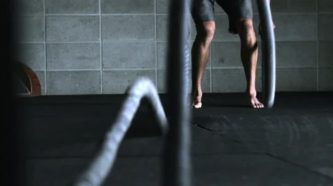 Intense Workout with Ropes Stock Footage 42245515