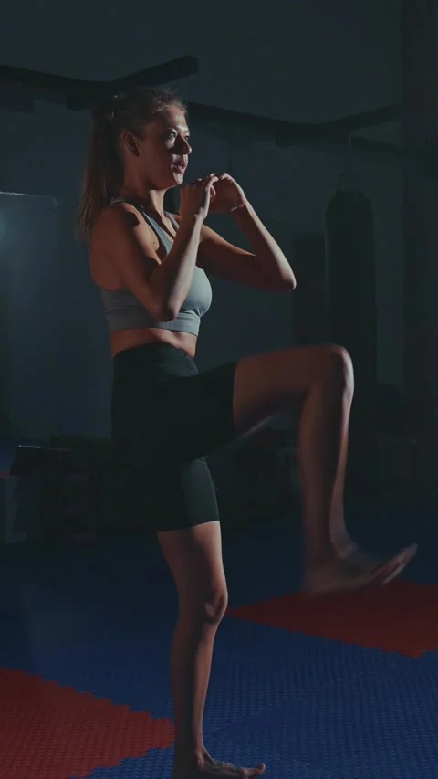 Intense workout session featuring a female athlete training with agility drills Stock Footage 287278665