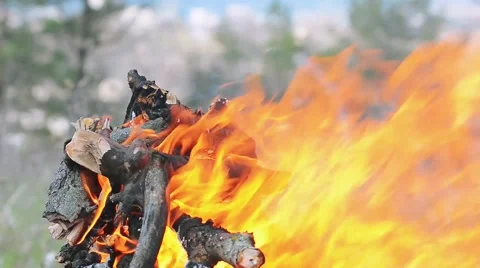 Intense Yellow Cracking Fire Stock Footage 49367784