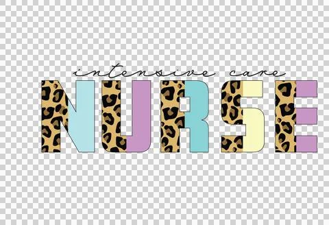 Intensive Care Nurse Text With Pattern black white isolated Stock Illustration