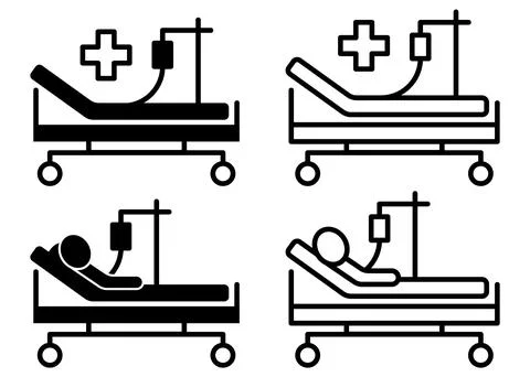 Intensive care unit line icon. Resuscitation, rehabilitation, hospital ward.  Illustration