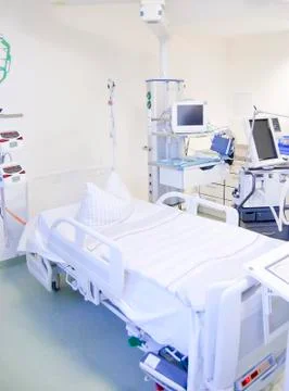 Intensive care unit with monitors Foto stock