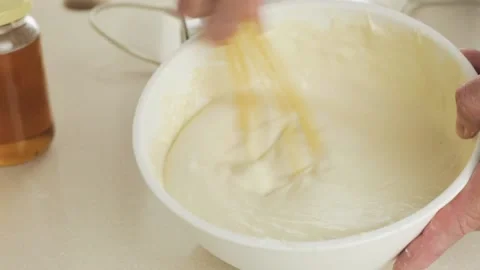 Intensive kneading dough by hand  Stock Footage 147171794