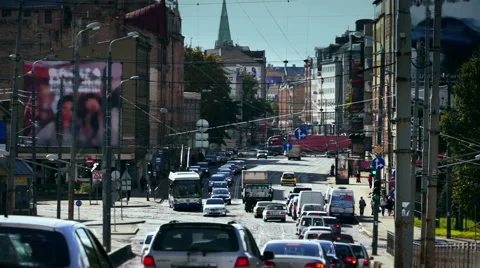 Intensive traffic in the city Stock Footage 55757926