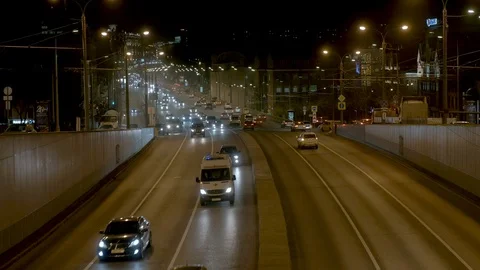 Intensive traffic in the evening. View from above. Video stock 82875802