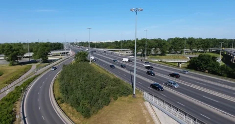 Intensive Traffic On A Freeway Intersection Stock Footage 90433358