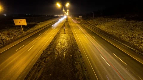 Intensive traffic at night, two way roadm timelapse Stock-Footage 58299767
