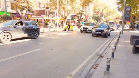 Intensive traffic at the weekend in Bagdat Street in Istanbul Stock Footage 132787902