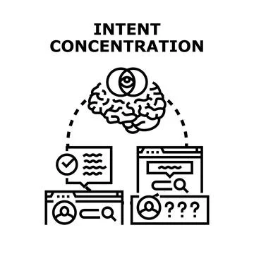 Intent concentration in digital information processing concept Stock Illustration
