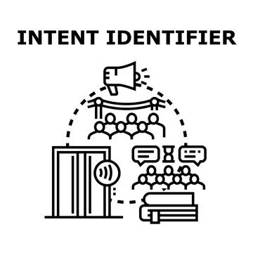 Intent identifier identifying user behavior and communication Stock Illustration
