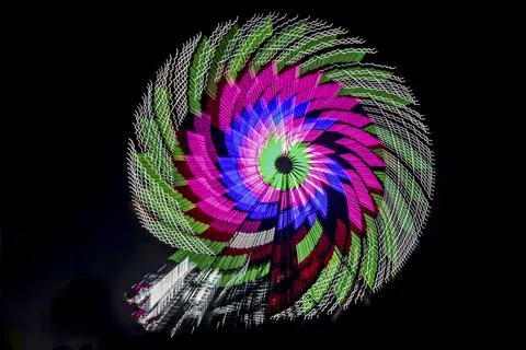 Intentional camera movement, slow shutter Zoom blur image of giant Ferris whe Stock Photos
