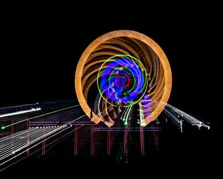 Intentional camera movement, slow shutter Zoom blur image of giant Ferris whe Stock Photos