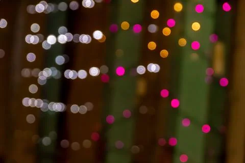 Intentional defocus creates bokeh - requires colored bulbs and camera control Stock Photos