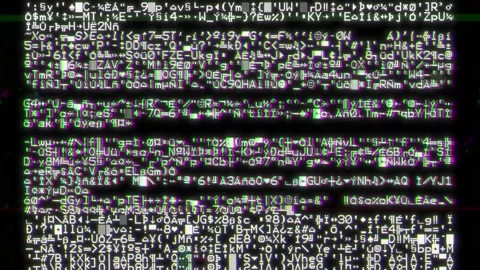 Intentional distortion glitch effect: obscure cryptic characters, slowly Stock Footage 147479580
