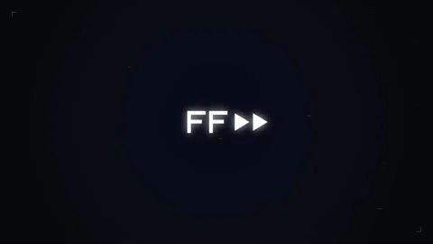 Intentional distortion. Glowing FF fast forward symbol on distorted digital Stock Footage 340014116