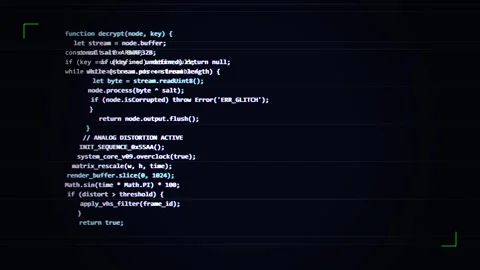 Intentional distortion programming code screen with digital glitch effect and Видео 346569136