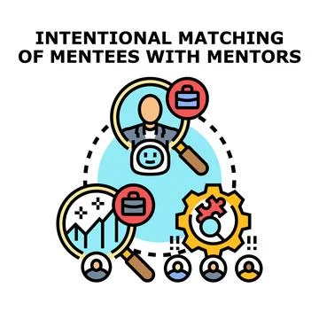 Intentional matching mentees with mentors finding perfect professional part.. Stock Illustration