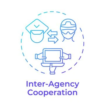 Inter agency cooperation blue gradient concept icon Illustrazione stock
