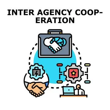 Inter agency cooperation concept vector illustration Stock Illustration