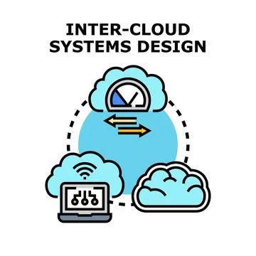 Inter cloud systems design concept for data migration Illustrazione stock