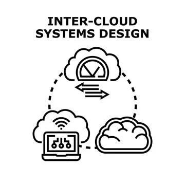 Inter cloud systems design concept for data migration Stock Illustration