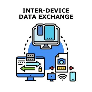 Inter device data exchange technology concept Stock Illustration