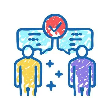 Inter-leaf communication soft skill icon doodle illustration Stock Illustration