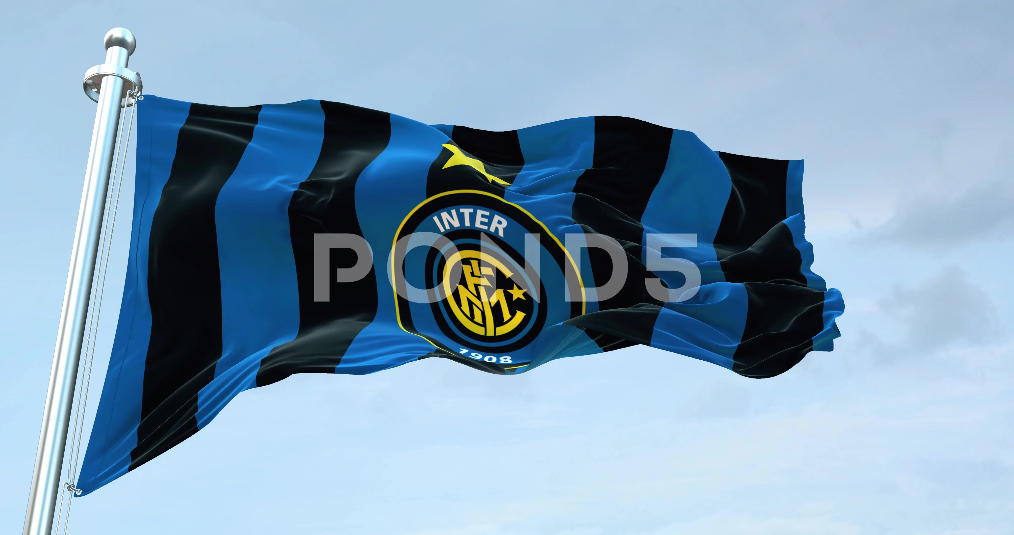 Inter Milan FC Flag Waving loop 4K, Stock Video