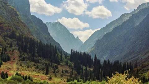 Inter mountain landscape timelapse with fast moving clouds casting shadows Stock Footage 249752006